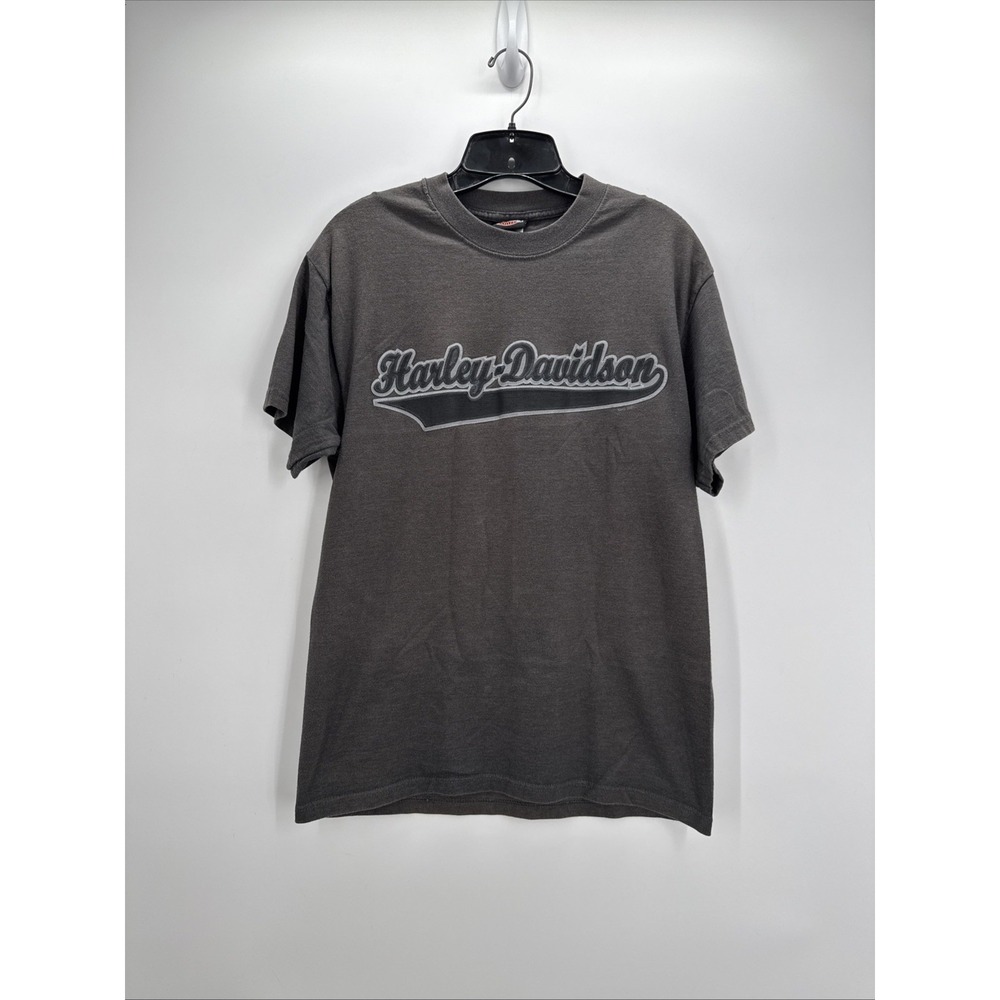Monadnock Harley Davidson T-Shirt Mens Medium Gray Short Sleeve Rubber Lettering